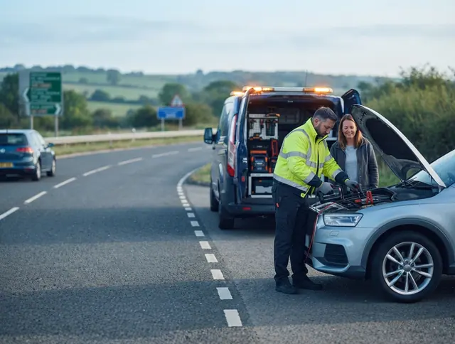 FastBreakdown technician providing a mobile car jump start in the UK